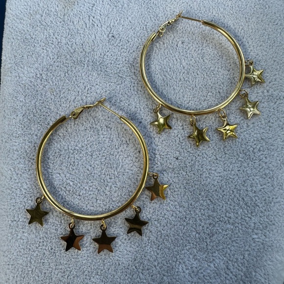stainless steel Jewelry - New Stainless Steel Gold Star Hoop Earrings